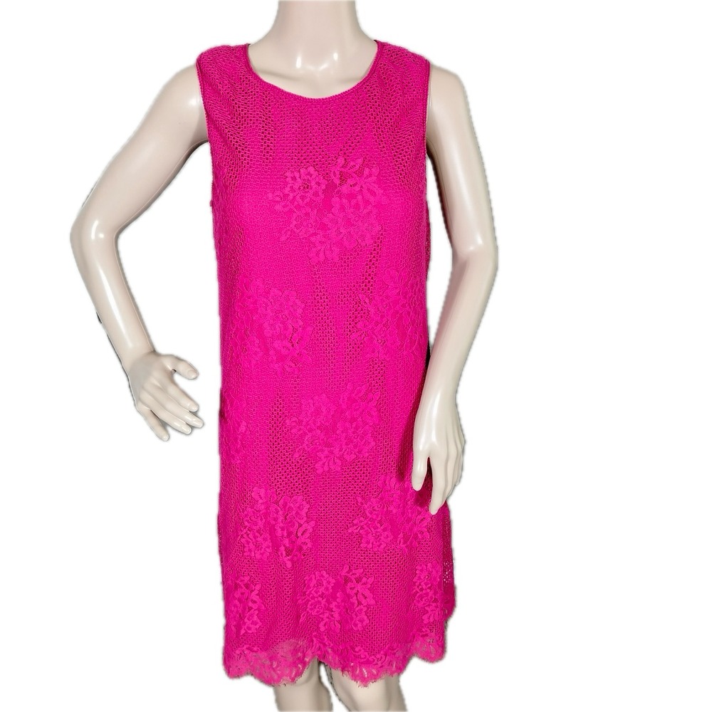 Max Studio Dress Womens Medium Pink Sleeveless Floral‎ Shift Lined Cottagecore